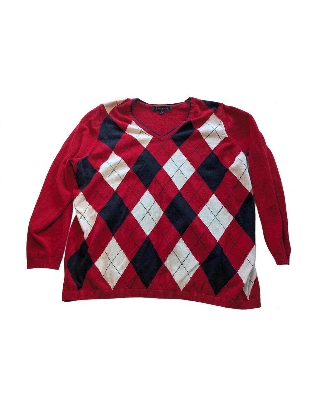 Tommy Hilfiger Women's V-Neck Argyle Sweater